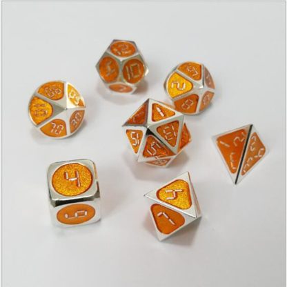 Metal Polyhedral Dice Set for Tabletop RPGs Board Games(Orange)