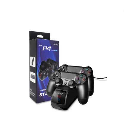 USB Dual Charger Dock Station with LED Indicator for PS4 Wireless Controller(Black) - Image 2