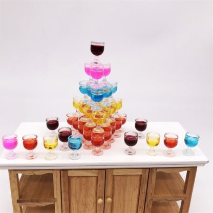 3 PCS 1:12 Mini Red Wine Cocktail Micro Kitchen Bar Scene Decoration, Random Color Delivery - Image 3