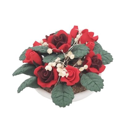 1:12 Mini House Toy Simulation Flower Potted Rose Bauble for Garden(Red) - Image 2