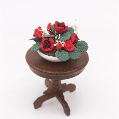 1:12 Mini House Toy Simulation Flower Potted Rose Bauble for Garden(Red) - Image 3