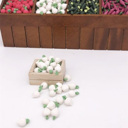 10 PCS 1:12 Mini House Toy Simulation White Radish for Kitchen Decoration(White) - Image 3