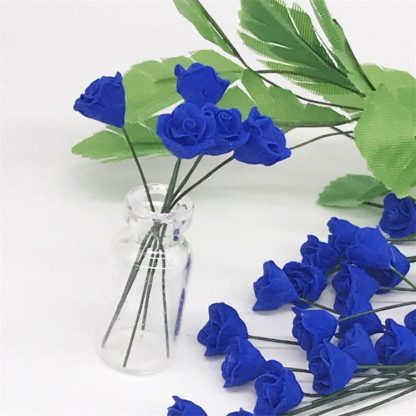 10 PCS 1:12 Mini Doll House Garden Bedroom Scene Decoration Rose(Blue)