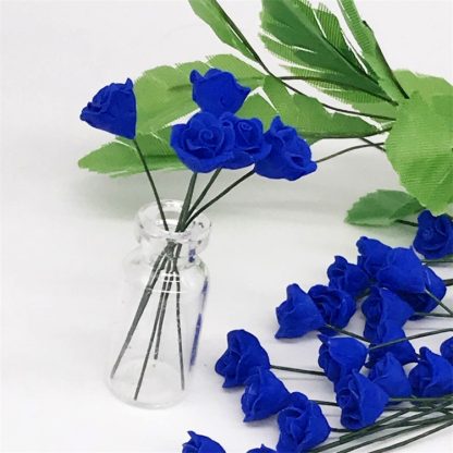 10 PCS 1:12 Mini Doll House Garden Bedroom Scene Decoration Rose(Blue) - Image 3