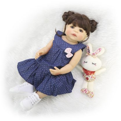 Silicone Body Lifelike Girl Baby Doll Waterproof Toy Kid Birthday Gift(Brown Eye) - Image 3