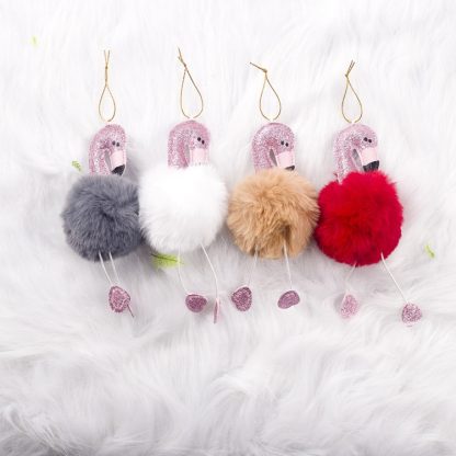 2 PCS Cute Plush Flamingo Home Decoration Key Ring Pendant Doll (Grey Flamingo) - Image 3