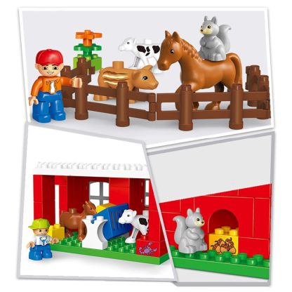 Large Particle Wood Puzzle Assembled Animal Farm Scene Building Blocks Children Early Education Toys - Image 3