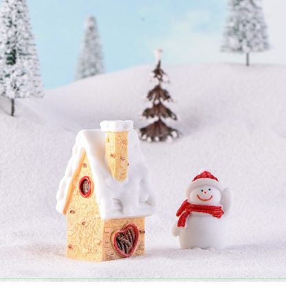 2 PCS Snow Scene House Christmas Snowman Decoration Resin Craft Gift Home Decoration(Beige) - Image 3