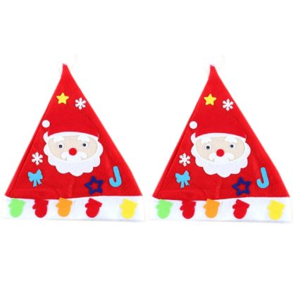 2 PCS DIY Christmas Hat Children Handmade Materials Kindergarten DIY Puzzle Cartoon Toys(Santa Claus)