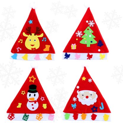 2 PCS DIY Christmas Hat Children Handmade Materials Kindergarten DIY Puzzle Cartoon Toys(Santa Claus) - Image 3