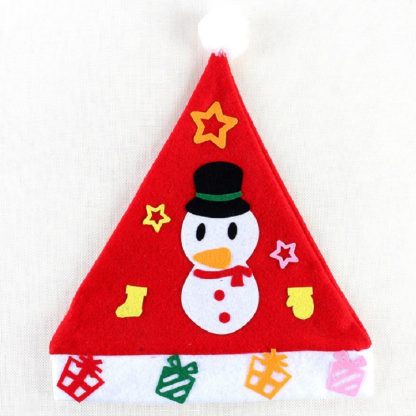 2 PCS DIY Christmas Hat Children Handmade Materials Kindergarten DIY Puzzle Cartoon Toys(Snowman) - Image 2