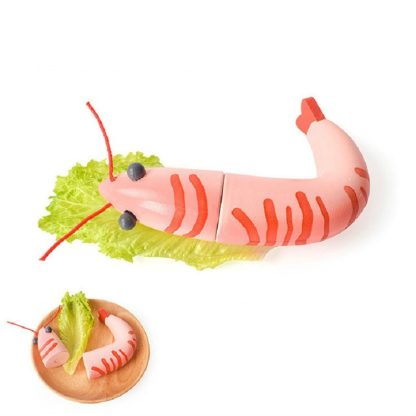 Wooden Magnetic Vegetable Fruit Cutler Kitchen Toys Children Educational Toys, Style:Shrimp