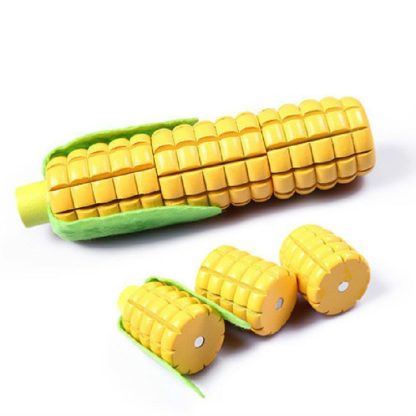 Wooden Magnetic Vegetable Fruit Cutler Kitchen Toys Children Educational Toys, Style:Corn - Image 2