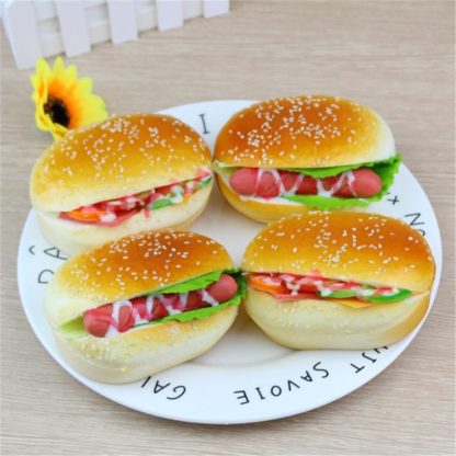 Cute Hamburger Squishy Slow Rising Cream Scented Decompression Toys Decoration Squeeze Children Toy(Ham Sausage) - Image 3