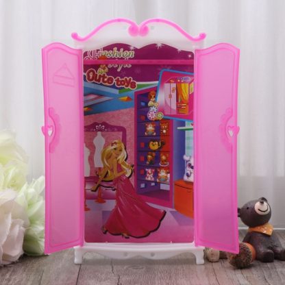 Princess Furniture Wardrobe Barbies Dolls Toys Doll House Closet Toys Accessories - Image 2