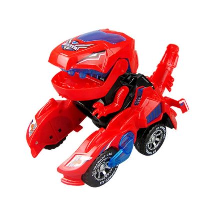 Electric Dinosaur Deformation Car Toy Universal Light Music Toy(Red) - Image 2