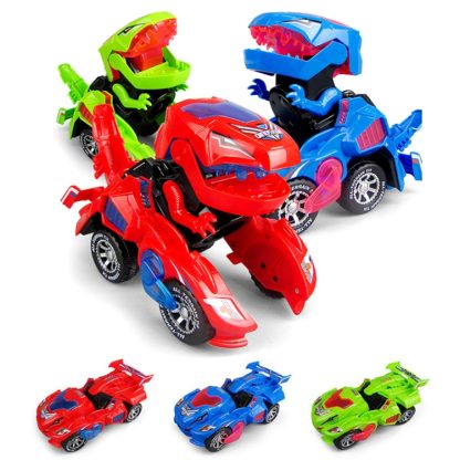 Electric Dinosaur Deformation Car Toy Universal Light Music Toy(Red) - Image 3