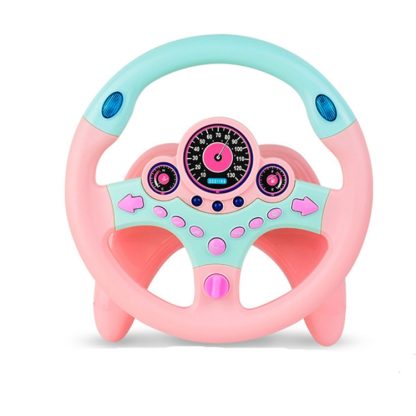 Simulation Steering Wheel Co-driver Seat Children Toy Traffic Cognitive Music Story Machine(Pink) - Image 2