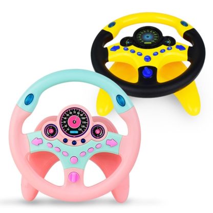 Simulation Steering Wheel Co-driver Seat Children Toy Traffic Cognitive Music Story Machine(Pink) - Image 3