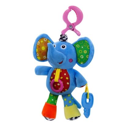 Cute Animal Rattle Plush Baby Toy Stroller Bed Toy Music Voice Plush Doll(Elephant)