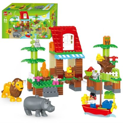 1032-86 PCS Gegle Children Large Particles Enlightenment Blocks Assembled Theme Jungle Adventure Scene Educational Toys - Image 2