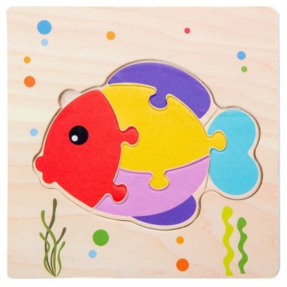 2 PCS Children Early Education 3D Puzzle Toy Baby Intelligence Power Enlightenment(Fish)