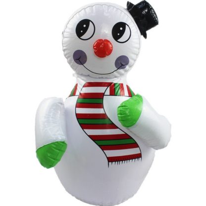 Toy Inflatable Snowman Tumbler Parent-child Game Stage Prop Decoration(White)