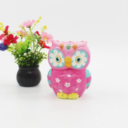 Slow Rebound Ornaments Owl Simulation Stress Relief Toy PU Color Printing Crafts(Colorful 2)