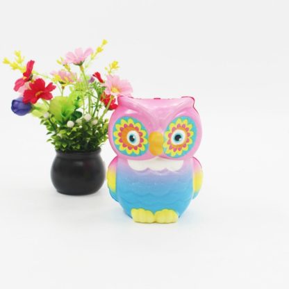 Slow Rebound Ornaments Owl Simulation Stress Relief Toy PU Color Printing Crafts(Colorful 3) - Image 2