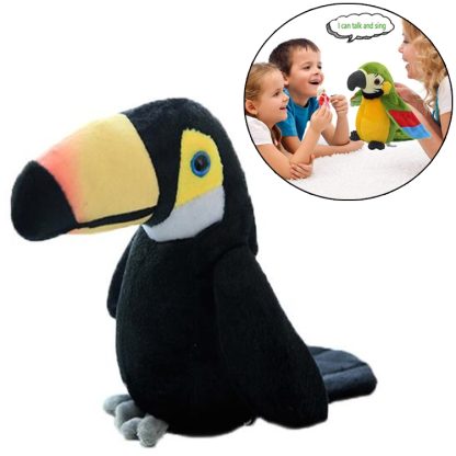 Plush Toy Parrots Recording Talking Parrots Will Twist the Fan Wings Children Toys, Size:Height 18cm(Black)