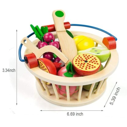 YLB-14 PCS Vegetable Basket Children Wooden Magnetic Cut fruit and Vegetables Baby Cut Music Play House Kitchen Toys - Image 3