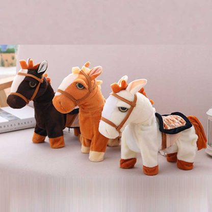 Children Electric Simulation Plush Toy Pull Rope Pony Doll Intelligent Remote Control Music Mechanical Pony(Light brown) - Image 3