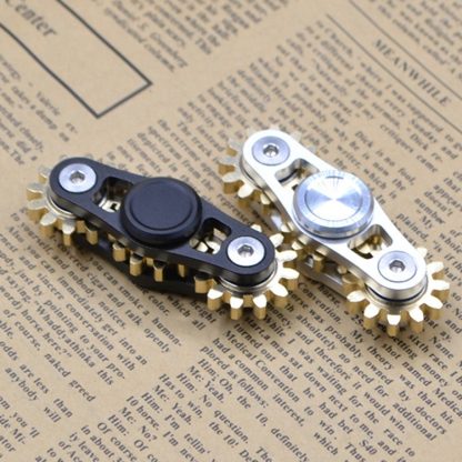 Three Gear Linkage Pure Copper Fidget Spinner Decompression Toy, Colour:Black - Image 2