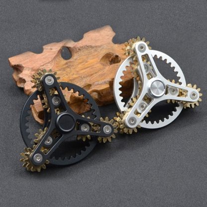 Three Gear Linkage Pure Copper Fidget Spinner Decompression Toy, Style:Updated Version (Black) - Image 2