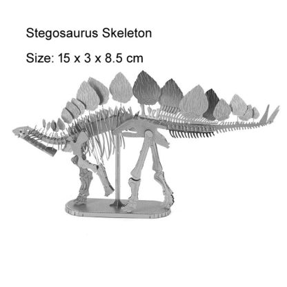 3D Metal Assembly Model DIY Puzzle Dinosaur Model, Style:Stegosaurus Skeleton(Silver) - Image 2