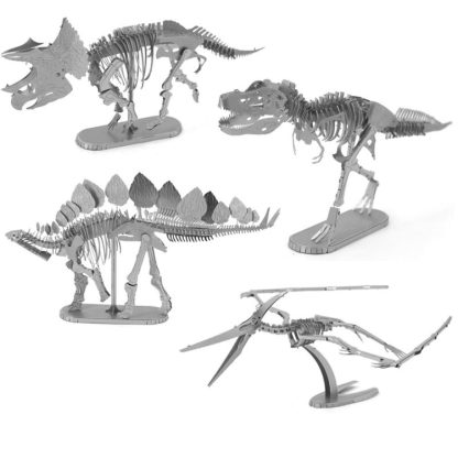 3D Metal Assembly Model DIY Puzzle Dinosaur Model, Style:Stegosaurus Skeleton(Silver) - Image 3