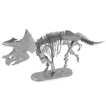 3D Metal Assembly Model DIY Puzzle Dinosaur Model, Style:Triceratops Skeleton(Silver)