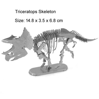 3D Metal Assembly Model DIY Puzzle Dinosaur Model, Style:Triceratops Skeleton(Silver) - Image 2