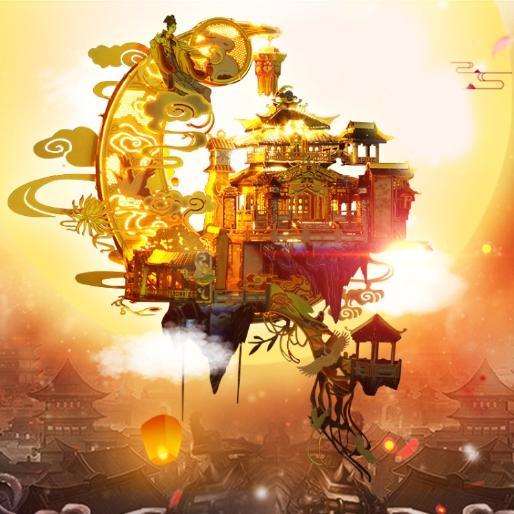 3D Metal Assembly Model Ancient Style Building Moon Palace Creative DIY Puzzle Toy - Image 2