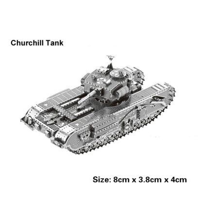 2 PCS 3D Metal Assembled Tank Model DIY Puzzle, Style: Churchill Tank - Image 2