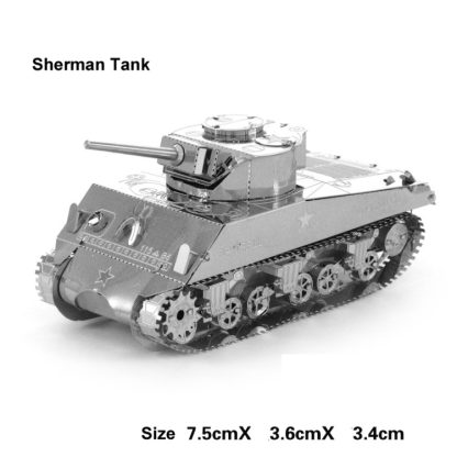 2 PCS 3D Metal Assembled Tank Model DIY Puzzle, Style: Sherman Tank - Image 2