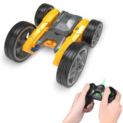 Stunt High-Speed Deformation Electric Remote Control Car Children Double-Sided Rolling Toy Off-Road Vehicle(Yellow)