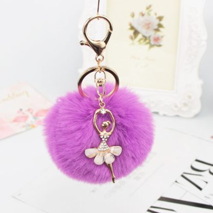 Woman Fashion Jewelry Angel Ballet Dancing Girl Fluffy Handbag Pendent Faux Rabbit Fur Pendant Women Bags Accessories(Pu