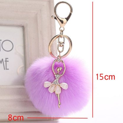 Woman Fashion Jewelry Angel Ballet Dancing Girl Fluffy Handbag Pendent Faux Rabbit Fur Pendant Women Bags Accessories(Pu - Image 3