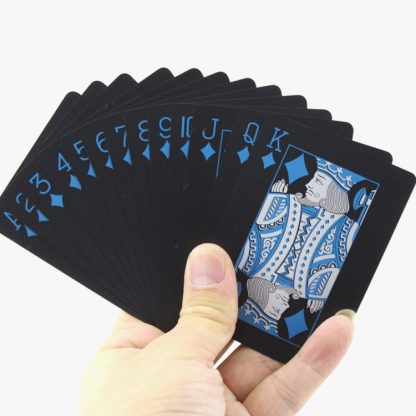 2 Set Plastic PVC Poker Cards Waterproof Black Playing Cards Creative Gift Durable Poker(Blue+Silver) - Image 2