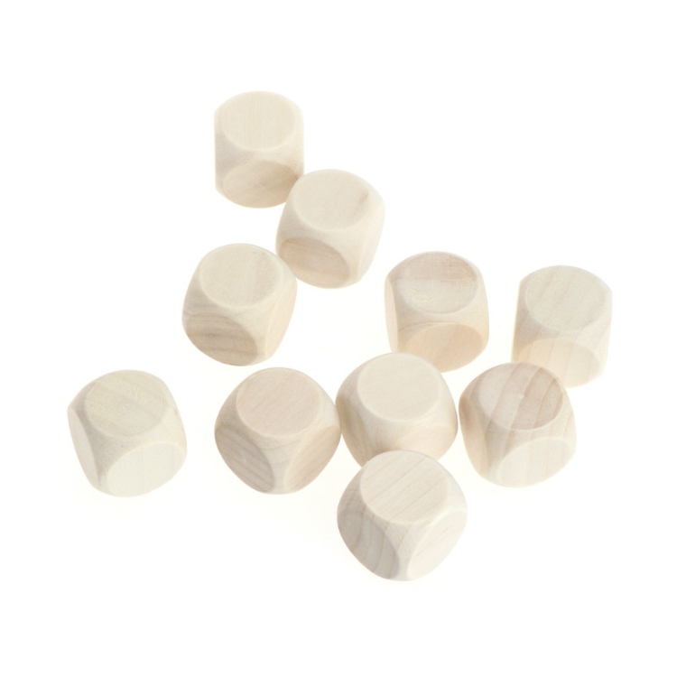 10 PCS 6 Sided Blank Wood Dice Party Family DIY Games Printing Engraving Kid Toys, Size:1.6cm