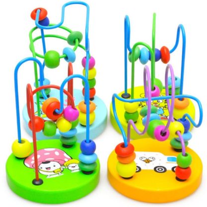 3pcs Boys Girls montessori Wooden Toys Wooden Circles Bead Wire Maze Roller Coaster Educational Wood Puzzles Kid Toy