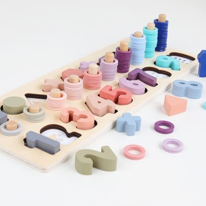 Preschool Wooden Count Geometric Shape Cognition Match Baby Early Education Teaching Aids Math Toys - Image 3