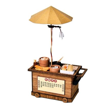 BBQ Cart Barbecue Trolley Lighting House Wooden Model Kits DIY Model Christmas Gift