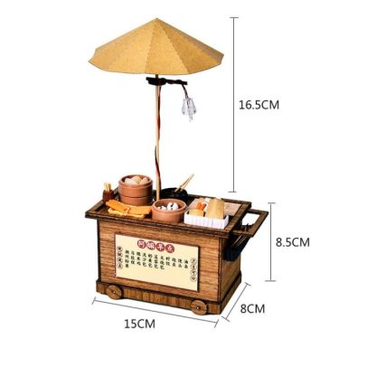 BBQ Cart Barbecue Trolley Lighting House Wooden Model Kits DIY Model Christmas Gift - Image 3